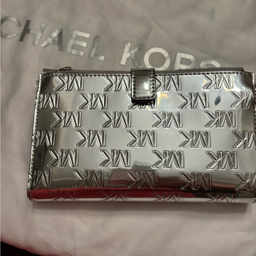 Michael Kors Shiny Silver Continental Wallet